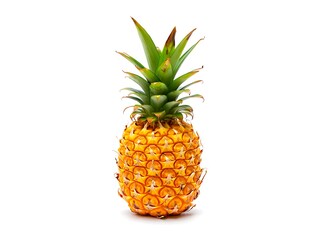Delicious fresh whole pineapple on a white background isolated
