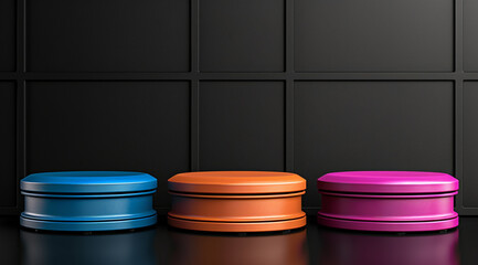 plastic bottles on black background