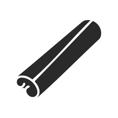 Monochrome icon of a cinnamon stick on white background