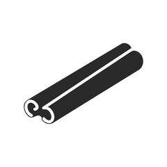Black cinnamon stick icon on white background illustration