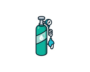 Oxygen cylinder flat vector icon illustration for medical healthcare related design element