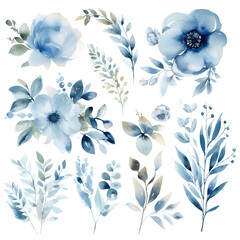 watercolor blue flower