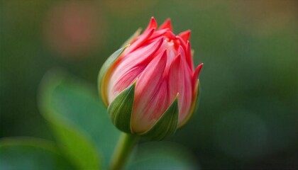 Lotus bud opening in garden