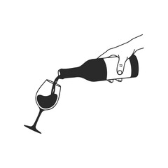 Obraz premium Hand pouring red wine into glass illustration