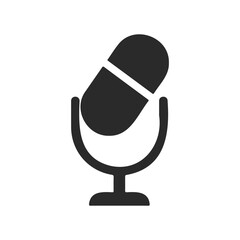 Microphone silhouette with stand icon &ndash; simple black audio symbol