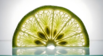 A vibrant lime slice shines with freshness, perfect for summer drinks and healthy living concepts