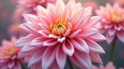 Pink dahlia flowers closeup vibrant bloom
