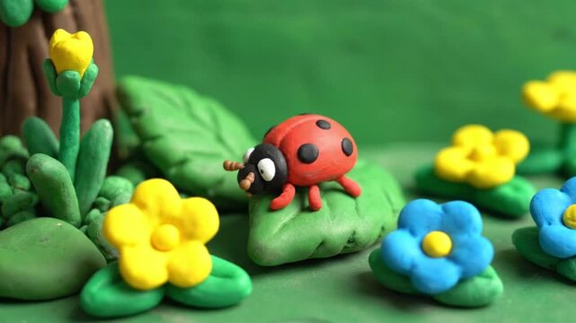 Adorable Ladybug in Play-Doh Garden A Charming Clay Creation