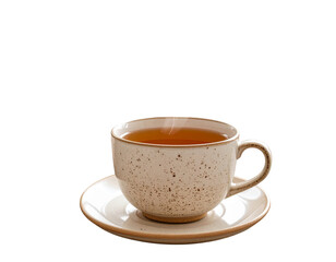 Obraz premium Tea Cup on Wooden Table with Cozy Interior Background, Isolated