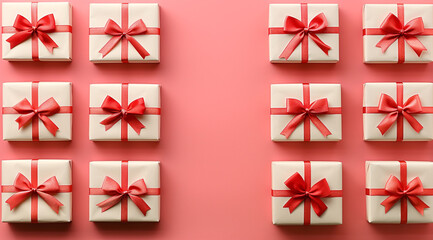 set of red bows with ribbons
