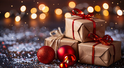 christmas gift box and decorations