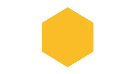 Simple yellow hexagon geometric shape isolated on a clean white background.