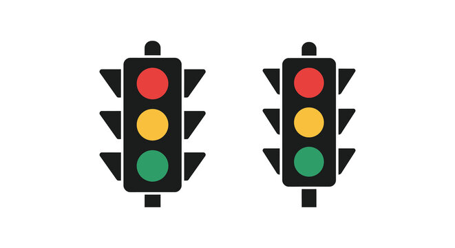 Traffic lights in red and green phases side by side