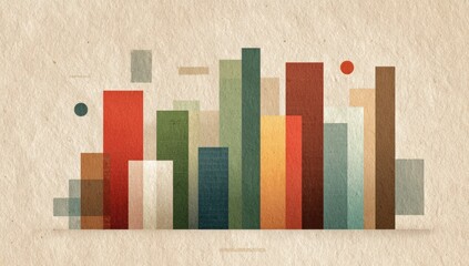 Abstract bar graph on textured paper