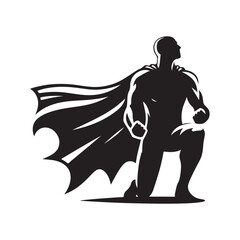 superhero pose vector silhouette clip art logo design illustration. superhero city sports icon collections.