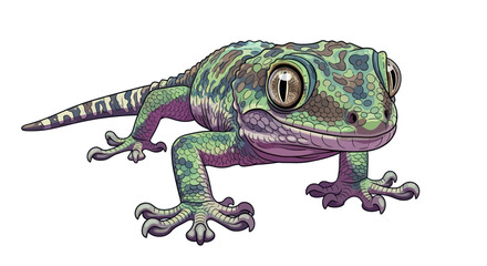 Cartoon Gecko Illustration with Detailed Skin and Large Eyes.