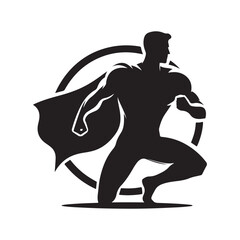 superhero pose vector silhouette clip art logo design illustration. superhero city sports icon collections.