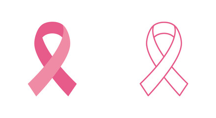 Pink breast cancer awareness ribbons for support and fundraising campaigns