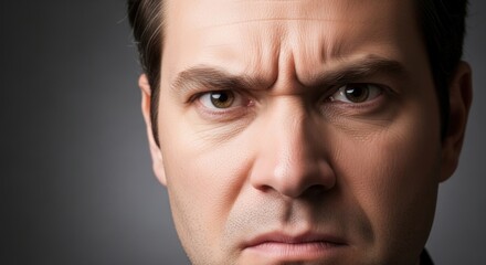 Obraz premium Close-up Angry Man's Face Against Dark Background