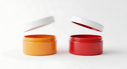 Unlock vibrant possibilities with these modern open cosmetic jars, perfect for beauty product mockups.