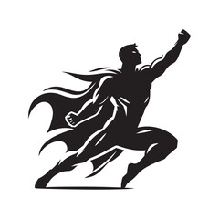 superhero pose vector silhouette clip art logo design illustration. superhero city sports icon collections.