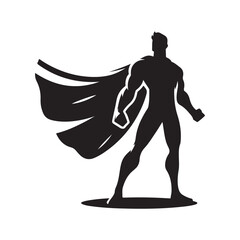 superhero pose vector silhouette clip art logo design illustration. superhero city sports icon collections.