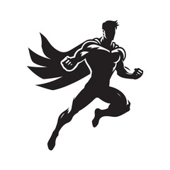 superhero pose vector silhouette clip art logo design illustration. superhero city sports icon collections. © MdBadal