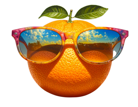 Fresh Orange with Sunglasses, Summer Theme, Isolated