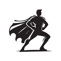 superhero pose vector silhouette clip art logo design illustration. superhero city sports icon collections.