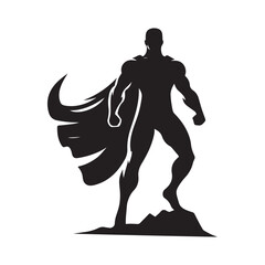 superhero pose vector silhouette clip art logo design illustration. superhero city sports icon collections.