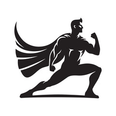 superhero pose vector silhouette clip art logo design illustration. superhero city sports icon collections.