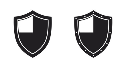 Two black shield icons with white outlines on a plain white background