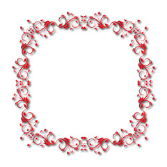 Obraz premium Red beautiful vector vintage frame on a white background. SVG