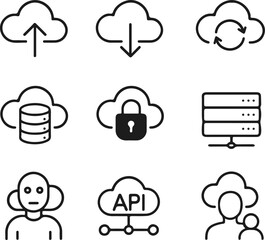 “Cloud Tech ICON SET – Modular Glyphs for Data Flow, Emotional Sync, and Virtual Presence”
