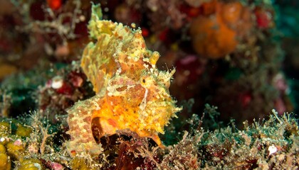 Orange-yellow sea creature camouflaged