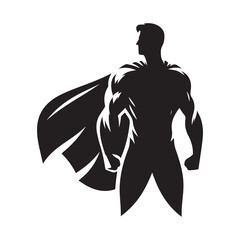 superhero pose vector silhouette clip art logo design illustration. superhero city sports icon collections.
