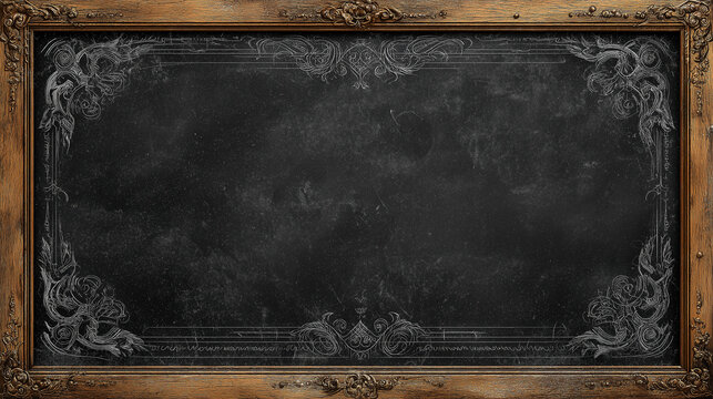 Ornate Chalkboard with Wooden Frame