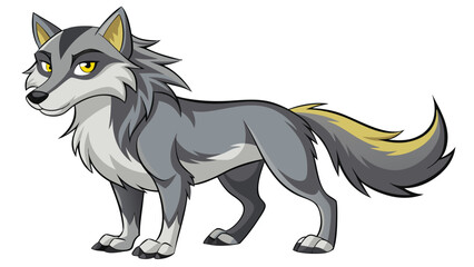 Stylized vector graphic of a wolf, highlighting its distinct shape and characteristics in a minimalist style..eps