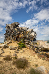 The Teufelsmauer (Devil's Wall) is a rock formation made of hard sandstones of the Upper Cretaceous in the northern part of the Harz Foreland in central Germany