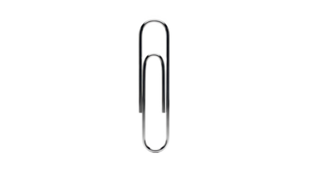 Simple black and white illustration of a paperclip.