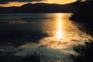 sunset over the lake