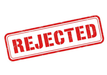 Rejected stamp graphic red text over black displaying disapproval and refusal symbol transparent background