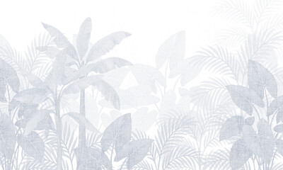 Tropical Palm Trees Background Watercolor Illustration, Exotic Jungle Landscape