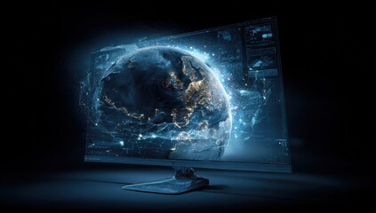 Earth projected on monitor