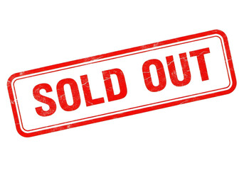 Vibrant red glow "sold out" stamp effect for retail and event signage transparent background