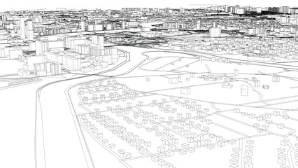 Obraz premium Intricate Cityscape Wireframe