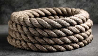 Fototapeta premium Twisted rope coil on a dark surface