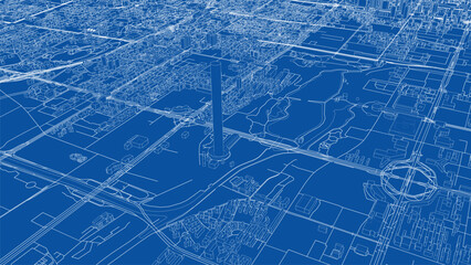 Urban Blueprint with Tower