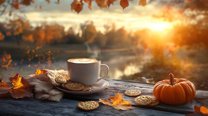 autumn still life with pumpkin