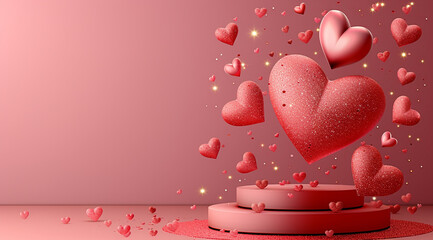 red heart on a red background